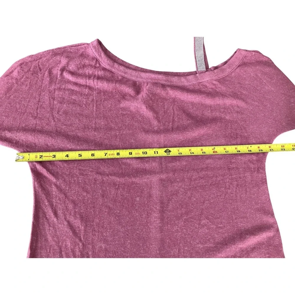 BY‎ design Mauve Heather Silver Embellished Neck Shoulder Dolman Knit Top M NWT